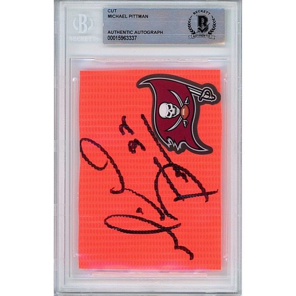 Michael Pittman Autographed Football Pylon Tampa Bay Buccaneers Beckett Slab COA - Picture 2 of 5